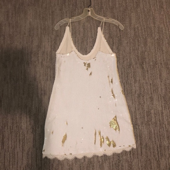 Free People White Gold Ivory Sequin Dress - Picture 4 of 6